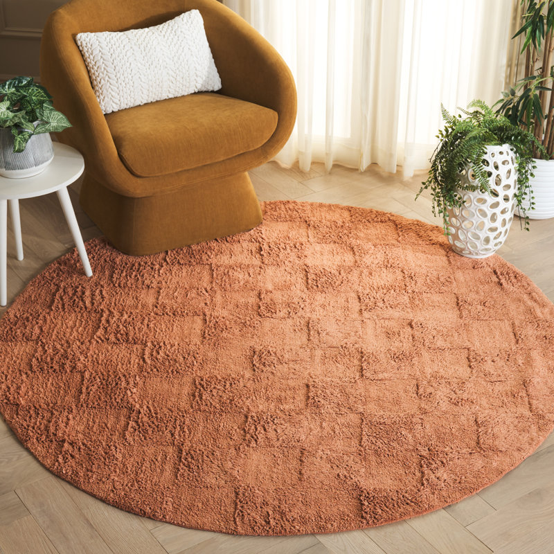 Dennisha Handtufted Recycled Cotton Machine Washable Solid Color Rug, Round 6'