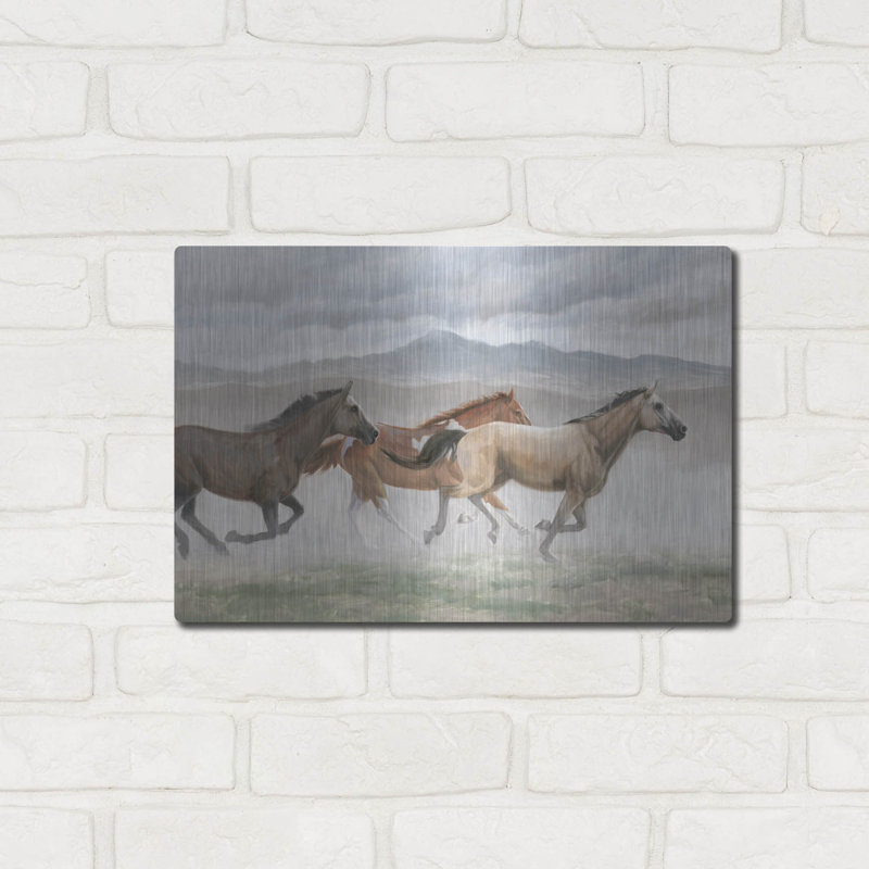 «Wild Horses» par Wellington Studio, art mural en métal, H 12 po x l 16 po