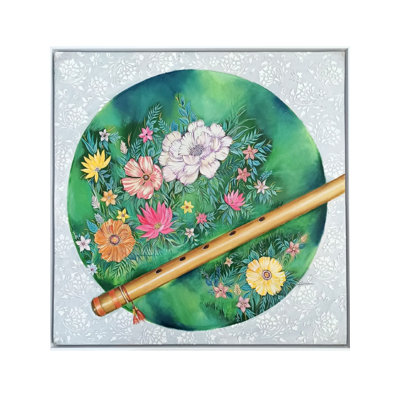 Venu - Le bouquet de fleurs avec Murli | Huile et acrylique sur toile | Par Hina Sudhir Mahuv Niagara