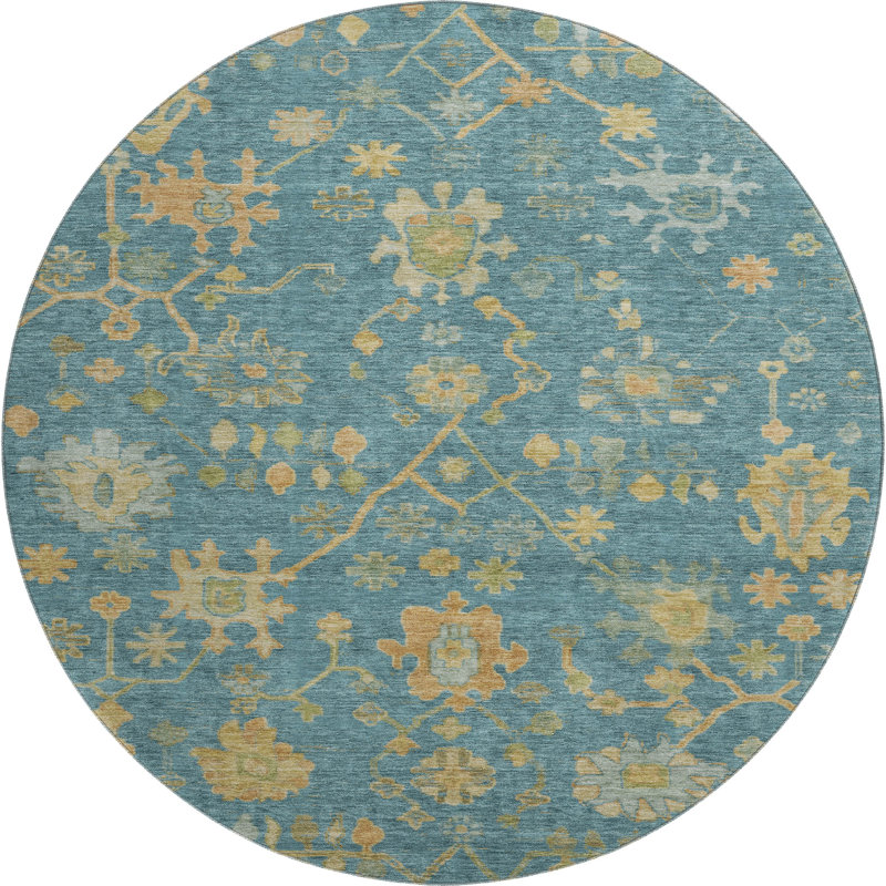 Premium Machine Washable Alaina AMF1930 Global Rug, Round 8'