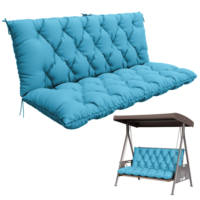 Coussin d'extérieur imperméable pour banc de jardin, Bleu lac, L 60 po x P 40 po