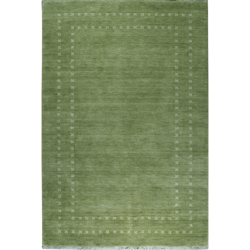 Tapis transitionnel uni en laine fait à la main Northome Olive, Rectangulaire 4 pi x 6 pi