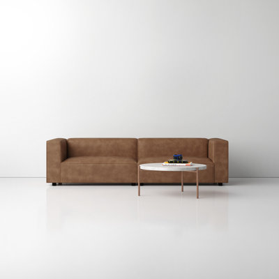 Sahima 110" Faux Leather Square Arm Sofa