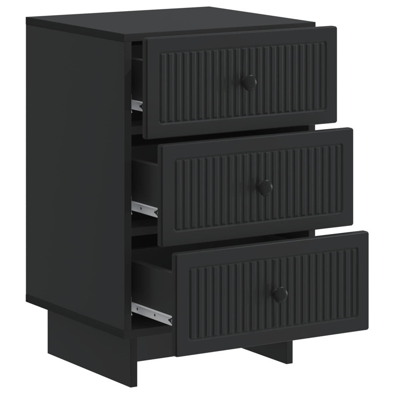 43cm W Manufactured Wood Bedside Table, Black