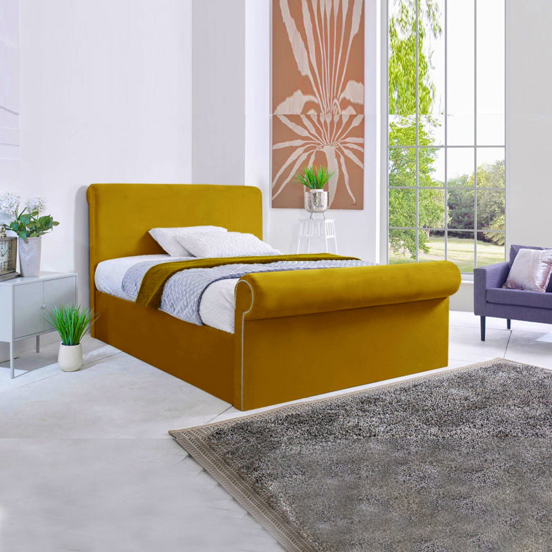 Cianne Upholstered Bed, Double (4'6), Tumeric