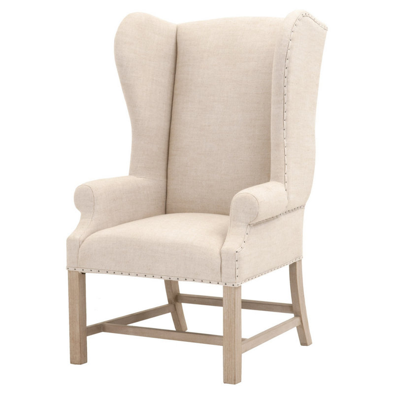Bahia Upholstered Wingback Chair, Beige Polyester Blend