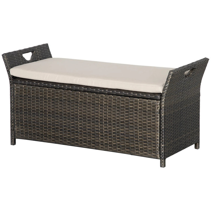 Banc de patio, coffre de rangement extérieur multifonctionnel de grande capacité, extérieur de la cour intérieure à usage quotidien côté piscine,