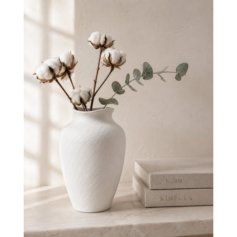 Vase en céramique texturé River River, 8,10 po x 8,10 po x H 12,00 po