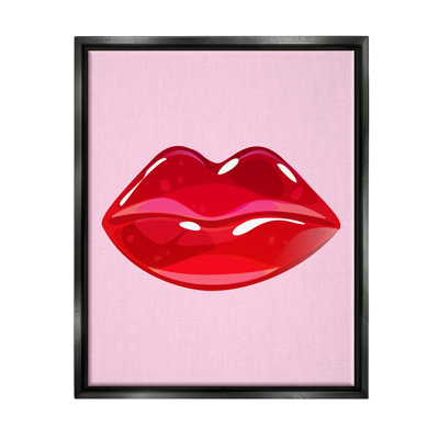 "Rose et rouge bonbon lèvres encadrées sur bois" par Lil 'Rue, impression