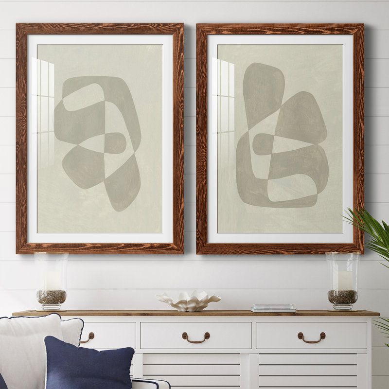 " Soft Shape I " 2 Piece Art Painting, 37.5" H x 27.5" W x 1" D, Maple
