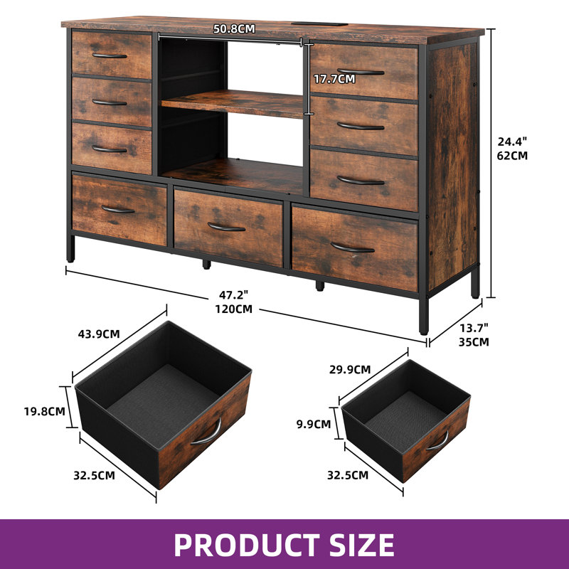 9-Drawer LED TV Unit TV Cabinet  for TVs up to 55”