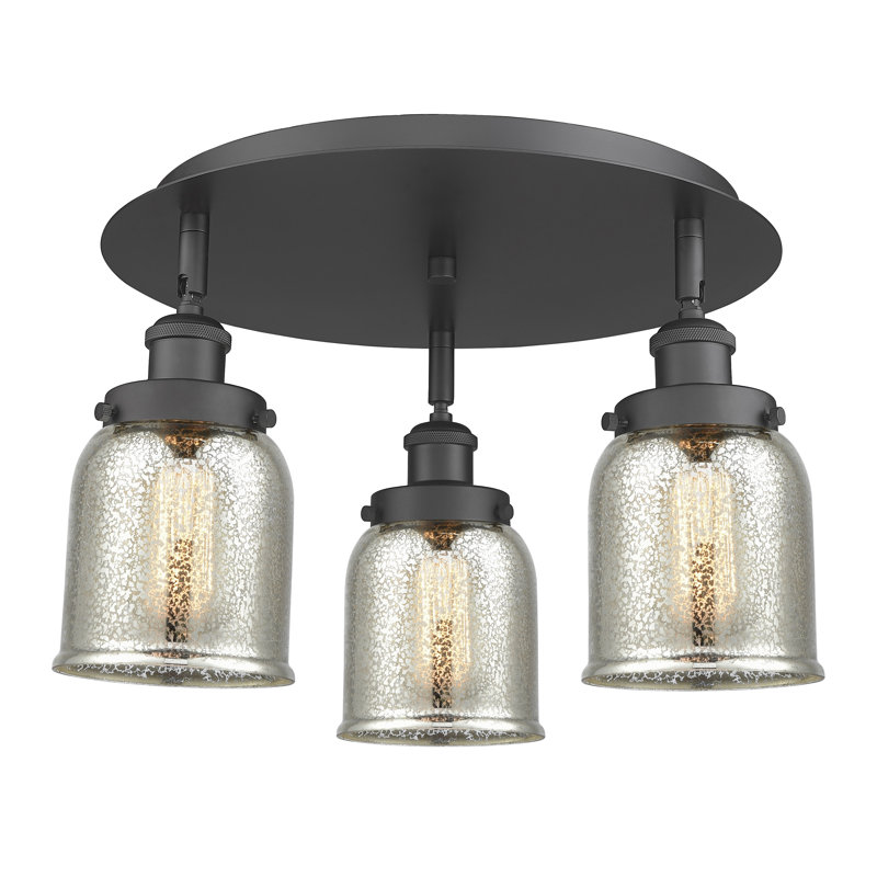 Bejtullah Glass Flush Mount, Silver Plated Mercury, Matte Black
