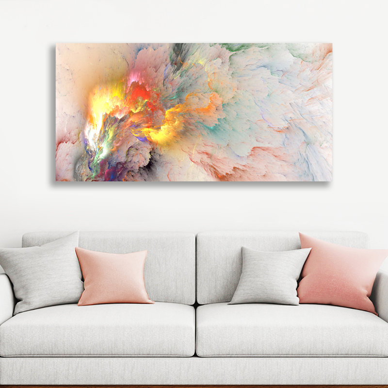Peinture abstraite Big Bang encadrée, H 24 po x l 48 po x P 2 po