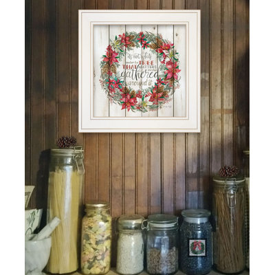 «Gathered Around the Tree» par Artisan Cindy Jacobs, reproduction encadrée prête à accrocher, cadre blanc