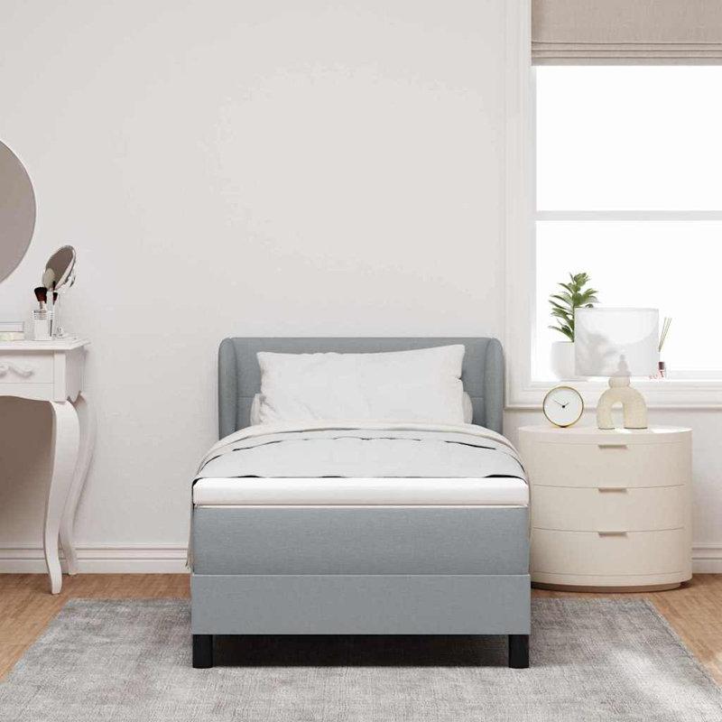 Lit sommier tapissier avec matelas Vidaxl gris clair 35,4 "x 74,8", Twin, Gris clair
