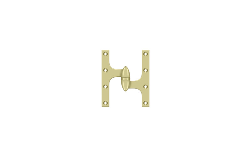 Charnière Deltana OK6050B3UNL-R en laiton non laqué 6 po x 5 po, Côté droit, Laiton non laqué