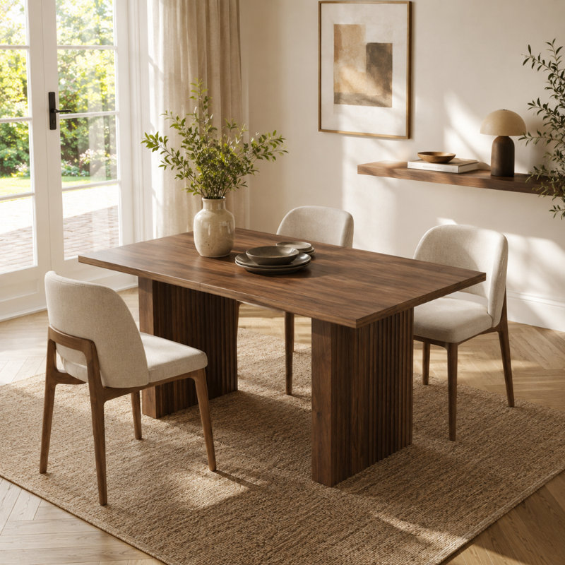 Simple Style Extendable Rectangular Dining Table for 6-8 People