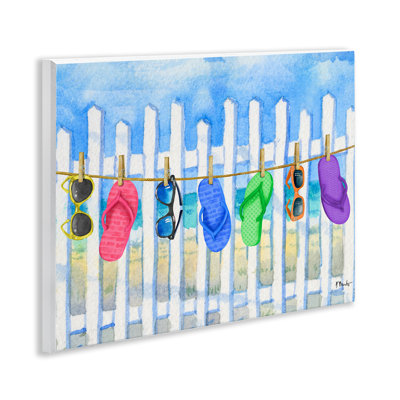 Summer Clothesline with Flip Flops Wall Plaque, design by Paul Brent