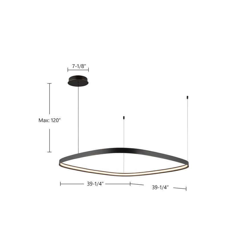 Yukon 1 - Light LED Pendant, 1.5" H x 39.25" W x 39.25" D, Vintage Brass