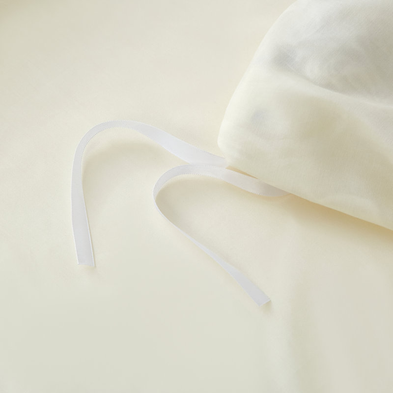 Ensemble de housse de couette en satin de coton brodé, Housse de couette pour grand lit et 2 taies décor, Blanc perle