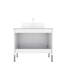 Meuble-lavabo de 30 po avec lavabo rectangulaire en céramique blanche, rangement autoportant à 2 portes, comptoir, conception à rayures françaises, amortisseur à fermeture en douceur, portes et lavabo, armoire de style romantique, grand rangement-67574970