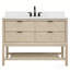 Meuble-lavabo autoportant 48 po en bois massif avec plateau en marbre d'ingénierie-833686395
