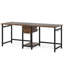 Bureau d'ordinateur 79 pouces pour deux personnes avec tiroirs et tablettes de rangement, table de travail double extra longue avec crochets, bureau d'écriture pour bureau personnel, brun rustique