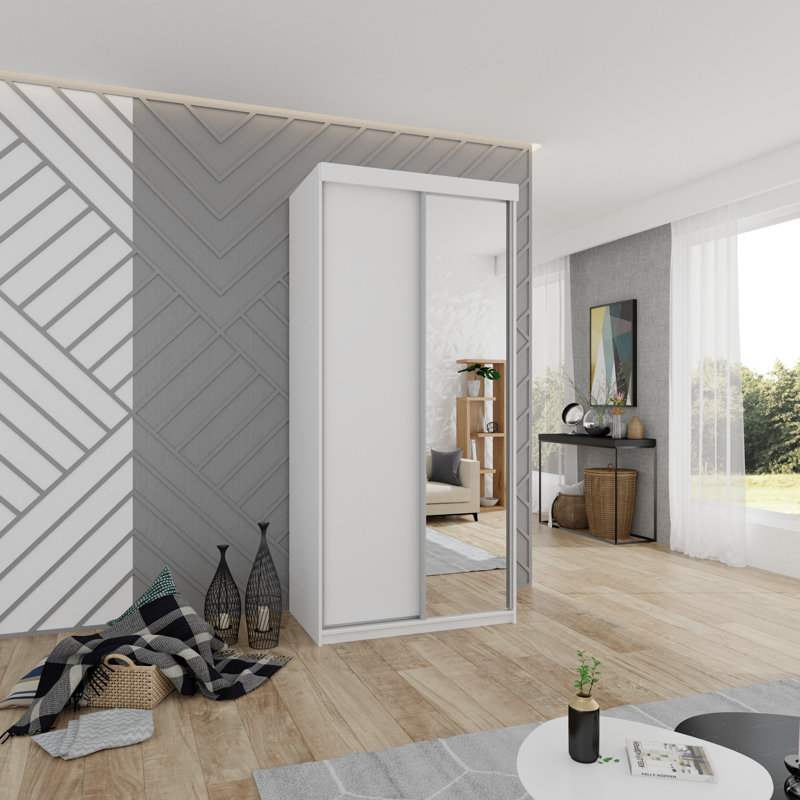 Bondfield 2 Door Solid + Manufactured Wood Wardrobe, Walnut/Natural, 200cm H x 200cm W x 62cm D