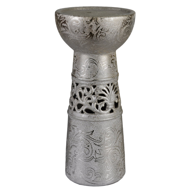 Ardmore Concrete / Cement Candlestick, 25cm H x 11.2cm W x 11.2cm D