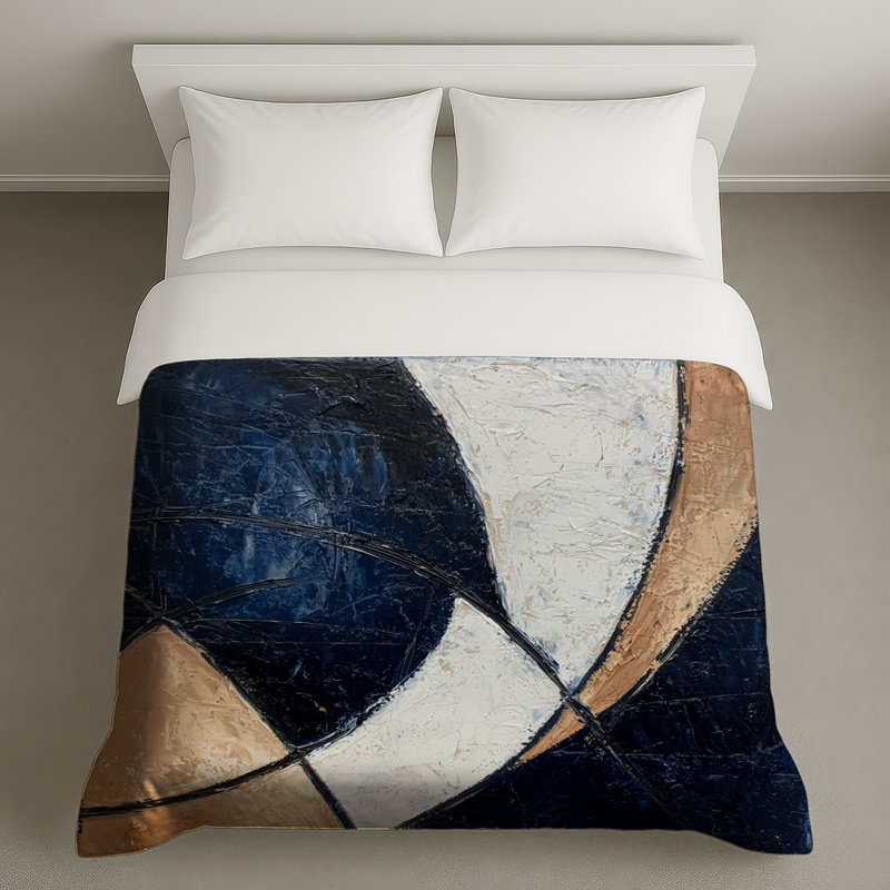 Housse de couette abstraite Modern Bedding Art, Housse de couette pour très grand lit, Abstrait bleu