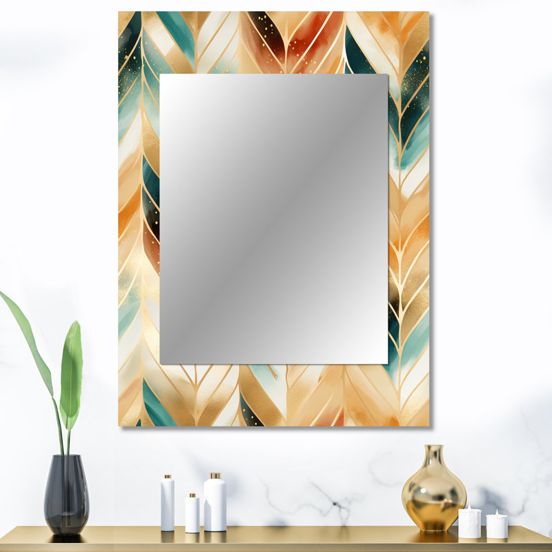 Maryterese Goldern doré chevron Reverie - grand miroir mural chevron, 40 po x 30 po