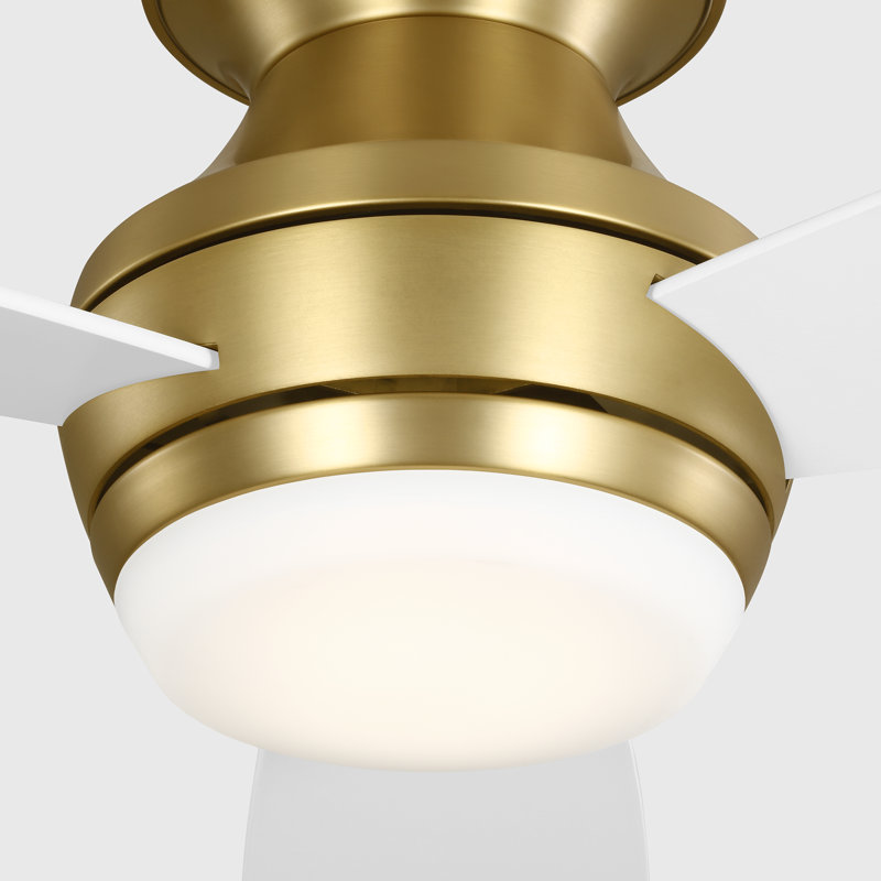 Rivers Ceiling Fan with LED Lights, 52", Burnished Brass with Matte White Blade