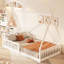 Lit simple avec clôture, blanc, fabriqué en bois de pin massif pour clôture de chambre à coucher
