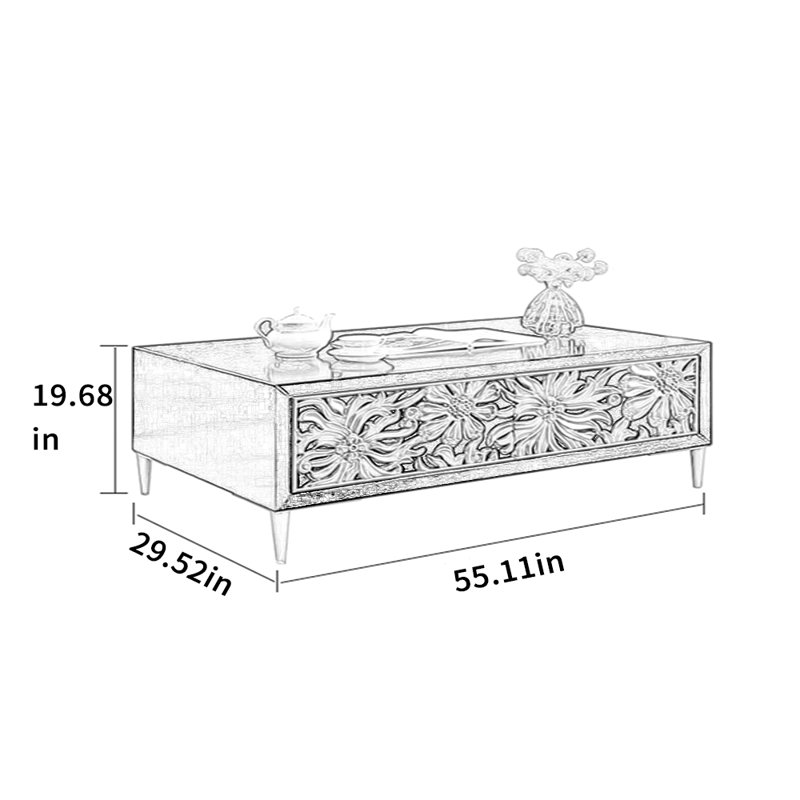 Table basse Luxury, H 19,68 po x l 55,11 po x P 29,52 po