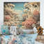 Collage de corail anémone de mer - corail côtier sous l'eau, art mural sur bois de pin naturel-839192227