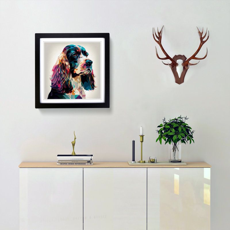 Cocker Spaniel Constructivism - Framed Print, Black