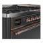 ILVE UM15FDQNS3BKCLP Majestic II 60 inch Dual Fuel Range with 9 Burners, Griddle (Liquid Propane, Solid Door, Glossy Black, Chrome)-1666292246-1666292709