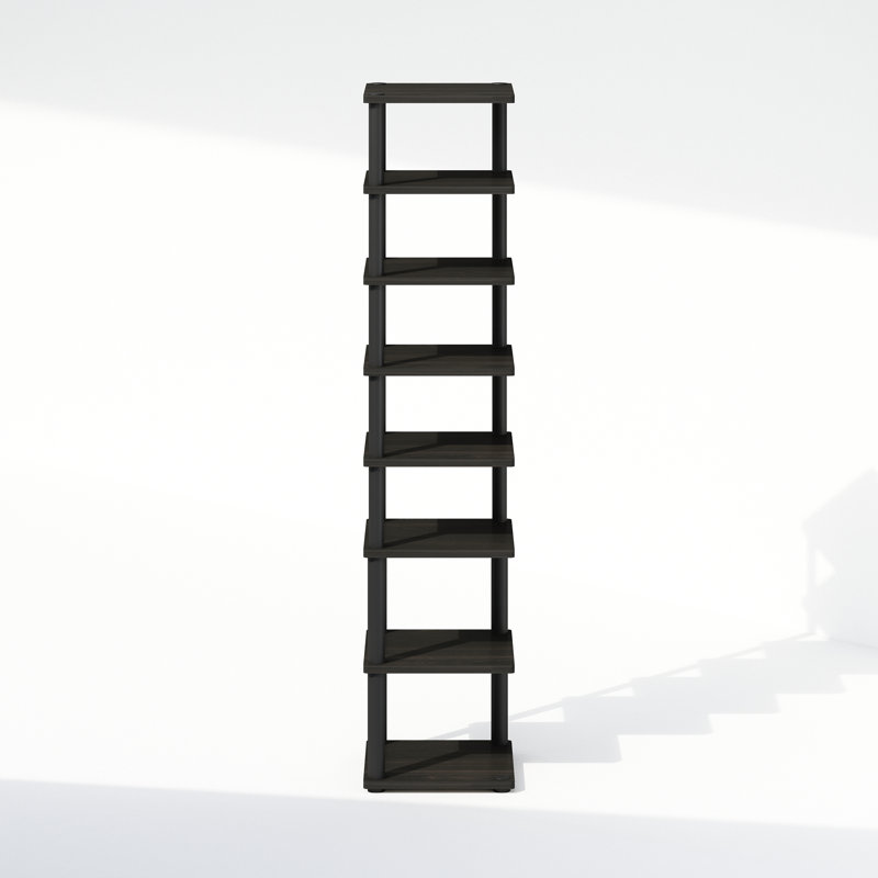 Étagère de coin verticale autoportante à 8 niveaux Furinno Turn-N-Tube, présentoir, espresso / noir, Espresso / Noir