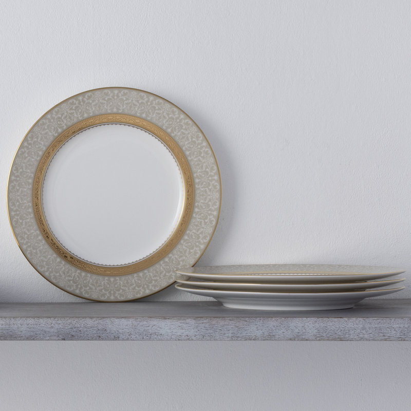 Ensemble de 4 assiettes décoratives Noritake Odessa, 9 po, Doré