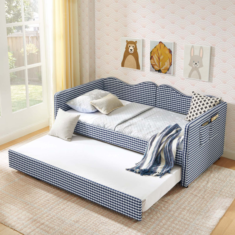 Lit de jour avec lit gigogne escamotable, Dark Blue, Twin