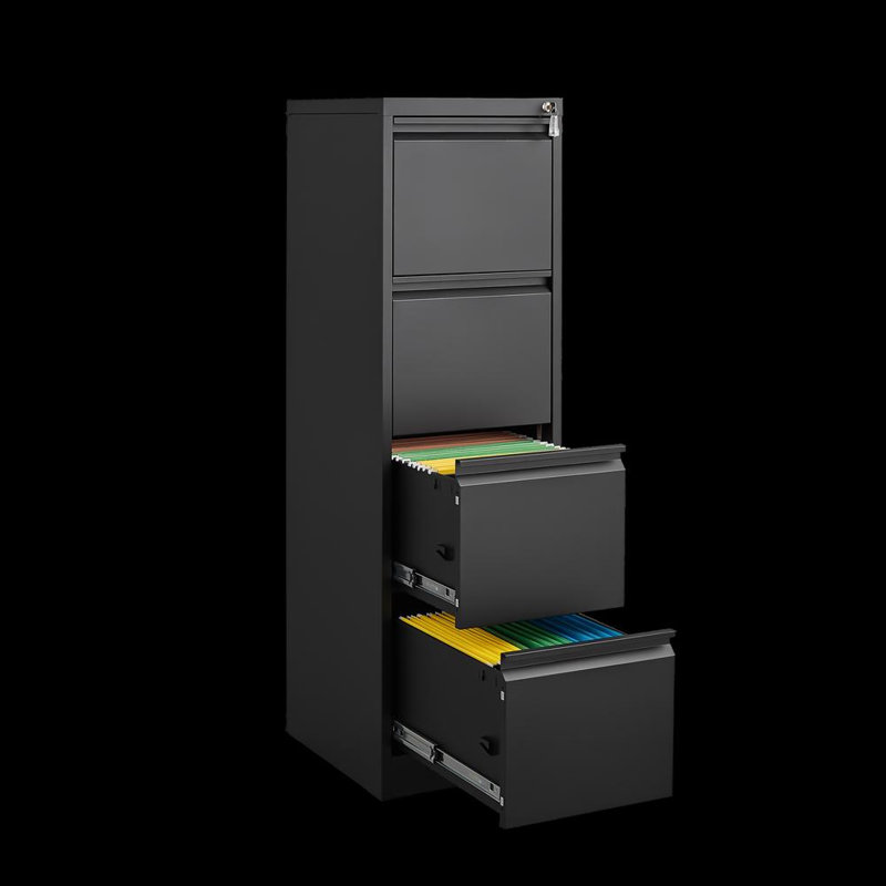 4 Drawer Vertical File Cabinet With Lock,filing Cabinet, Metal Filing Cabinet For Home Office Organizer Storage Cabinet Letter Size/a4/legal File
