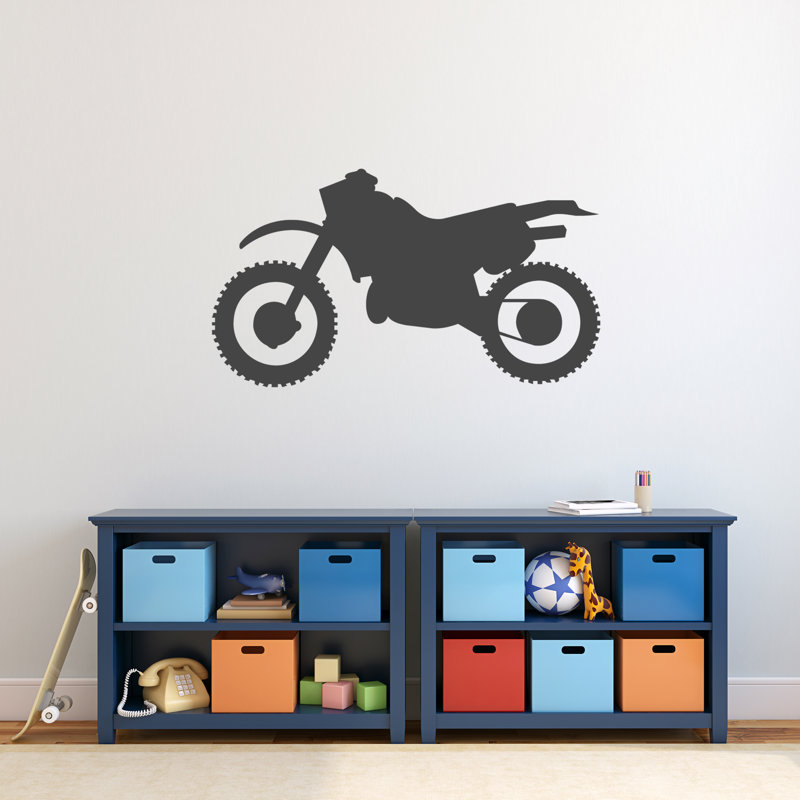Décalcomanie murale silhouette de vélo à saleté, Gris foncé