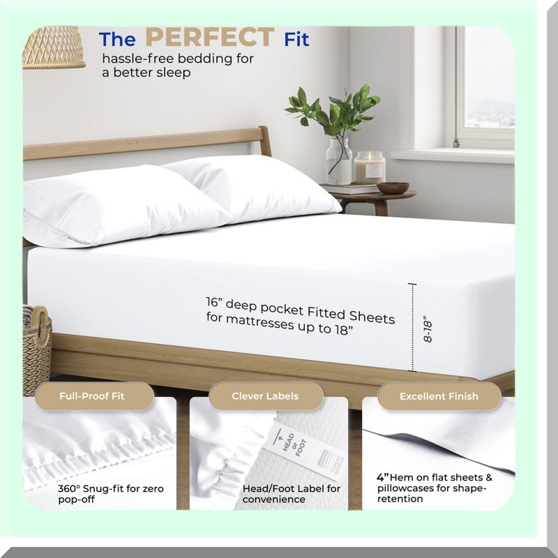 CoolCotton Sheet Set - 400 Thread Count 3 Piece Ultra Soft Breathable Cooling Sheets - Deep Pocket Sateen Bedsheet for Bed
