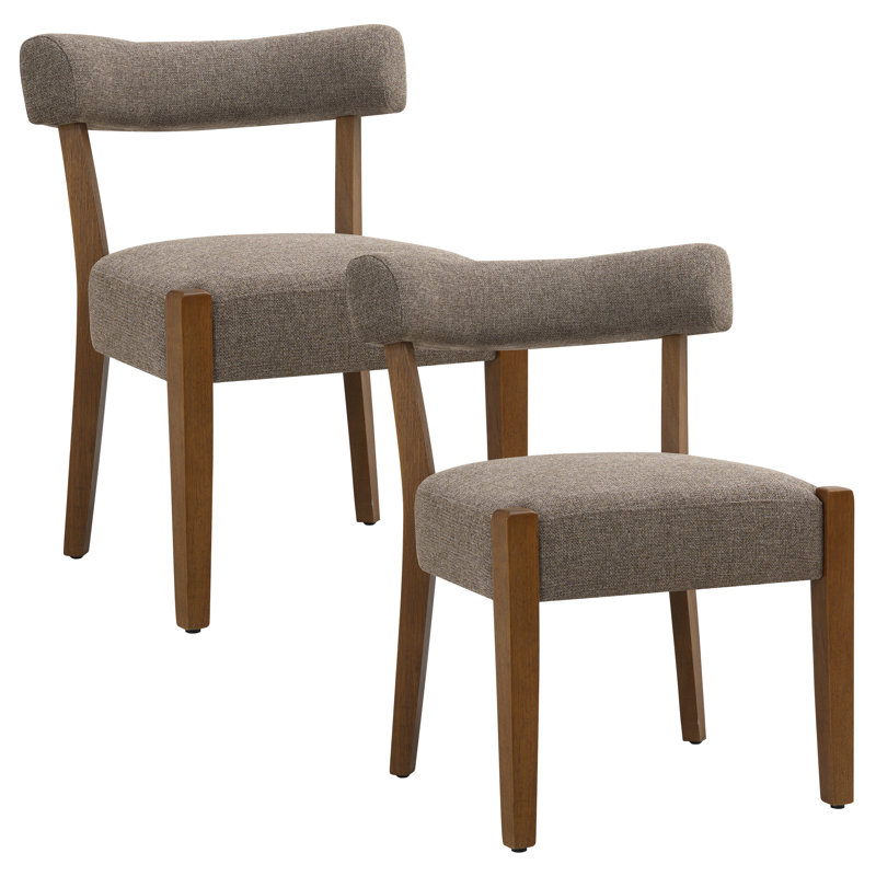 Chaises de salle à manger rembourrées Cindina, Lin kaki / brun