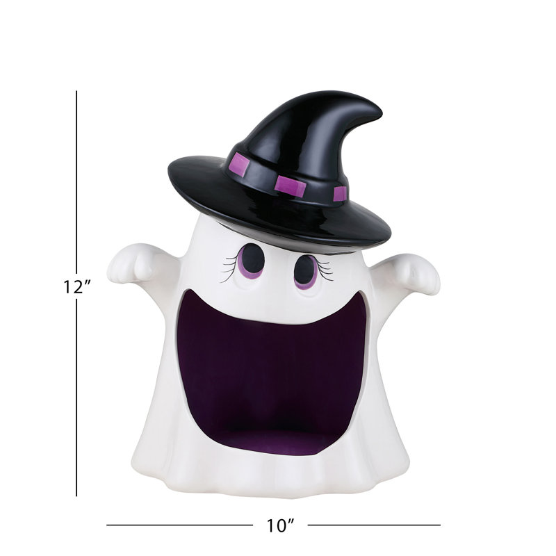 12“ Motion Activated Ceramic Ghost Candy Bowl