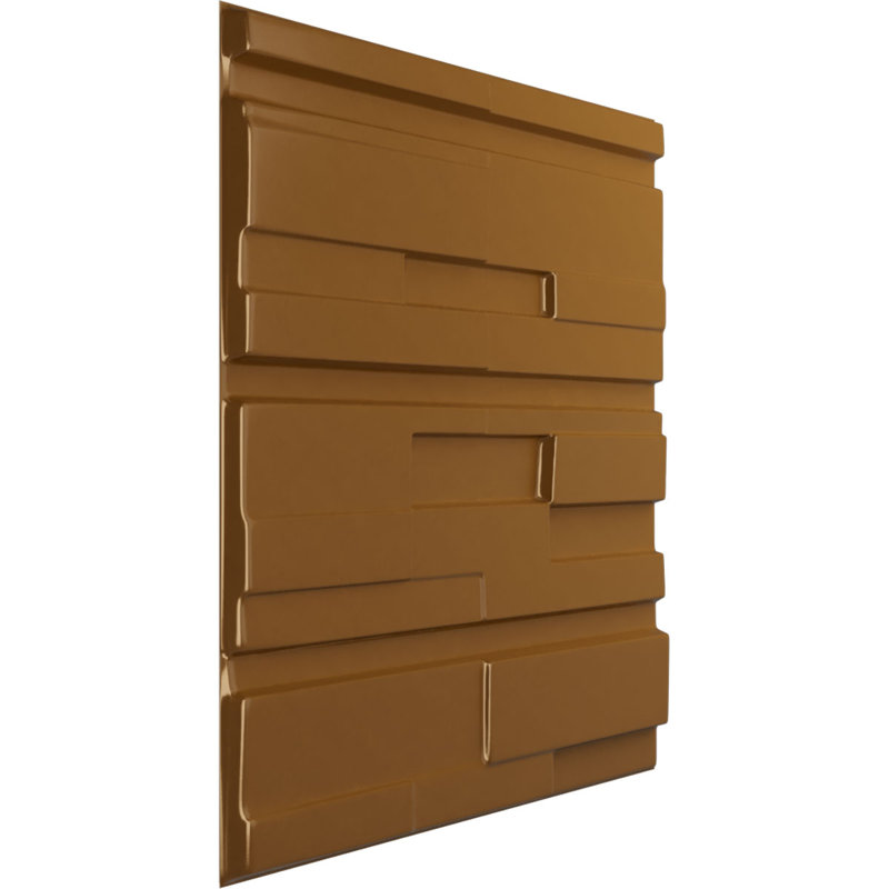 Panneau mural décoratif 3D EnduraWall brique décalée l 19 5/8 po x H 19 5/8 po, doré métallique vieilli universel rétro (couvre 2,67 pieds carrés)