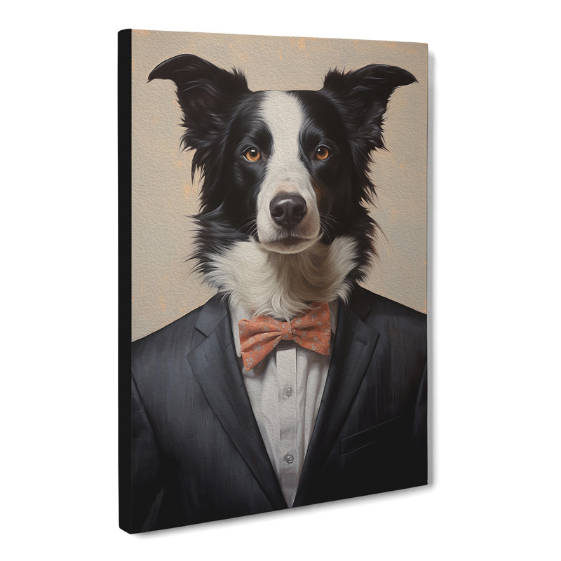 Border Collie in a Suit Painting No.3 - Wrapped Canvas, 60cm H x 40cm W x 3cm D