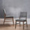 Ensemble de 2 chaises d'appoint rembourrées en velours côtelé gris et pieds noyer, style scandinave
