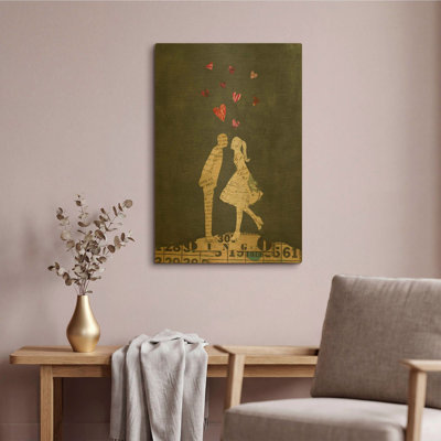 «Cute Couple I» par Courtney Prahl, art mural en métal doré, 16 po x 24 po