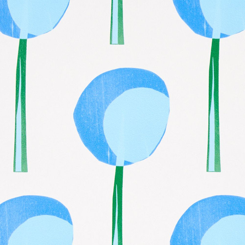 Schumacher x Peg Norriss Topiary Wallpaper, Bluebell